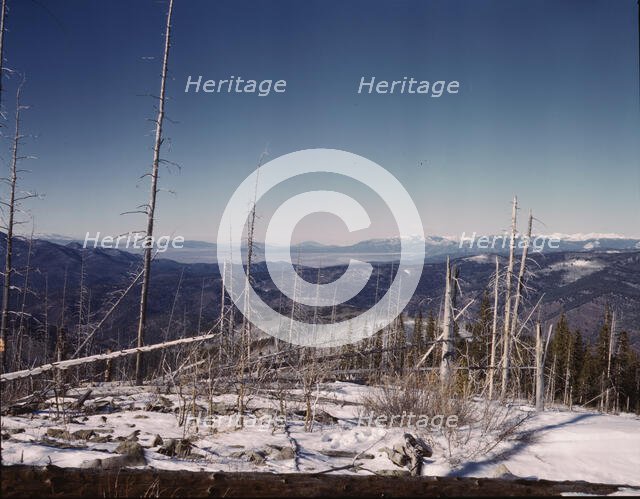 Looking north from the Sangre de Cristo Mountains above Penasco, New Mexico, 1943. Creator: John Collier.