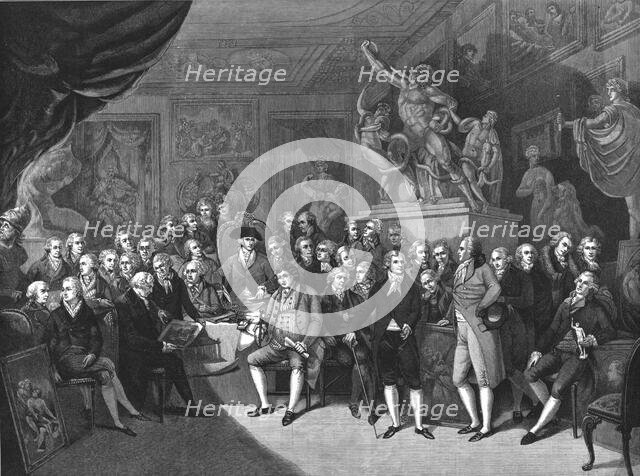 ''The Royal Academicians assembled in the council room, Somerset House 1793', 1886.   Creator: Unknown.