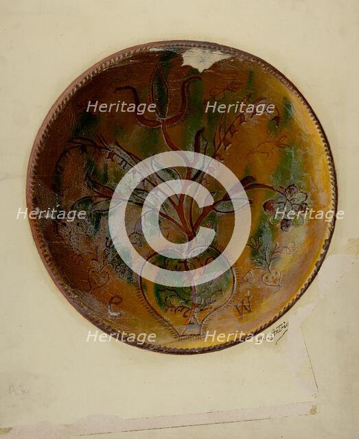 Pa. German Pie Plate, c. 1938. Creator: William L Antrim.