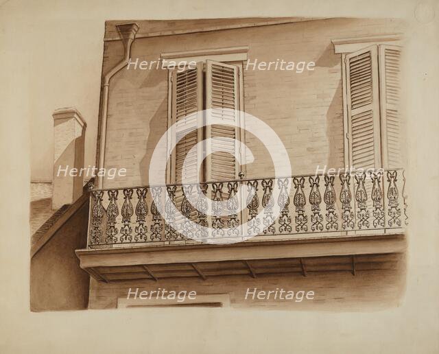 Cast Iron Balcony Rail, c. 1936. Creator: Al Curry.