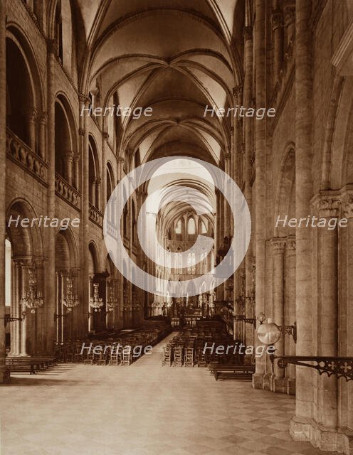 Interior, Church of Sainte-Étienne, Caen, France, between 1867 and 1870. Creator: Adolphe Braun.