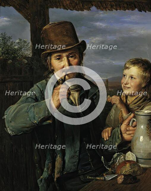 Day laborer with his son, 1823. Creator: Ferdinand Georg Waldmuller.