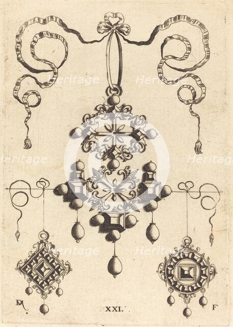 Pendant with Wheel at Centre, Surrounded by Four Table-Stones. Creator: Daniel Mignot.