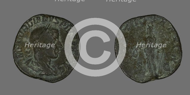 Sestertius (Coin) Portraying Emperor Gordianus, 238-244. Creator: Unknown.