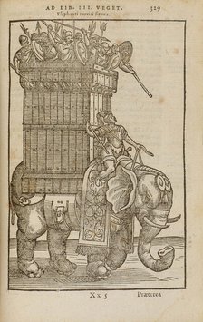 War elephant. From "De re militari" by Vegetius, 1592. Creator: Anonymous.