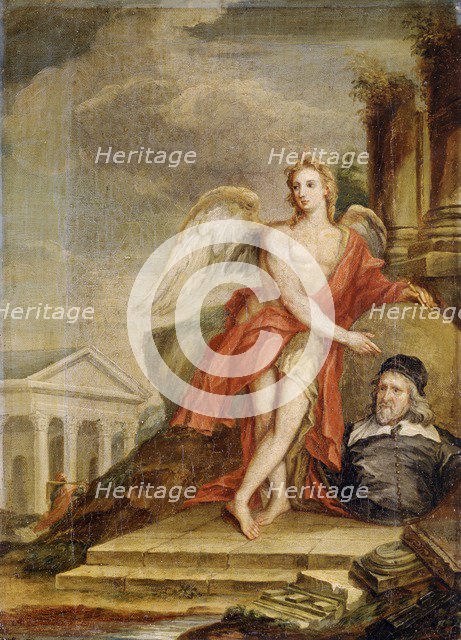 'The Genius of Architecture Holding a Portrait of Inigo Jones', 18th century. Artist: William Kent.