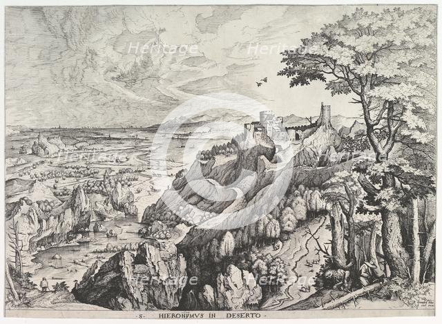 St. Jerome in the Wilderness (S. Hieronymus in Deserto) from The Large Landscapes, ca. 1555-56. Creator: Johannes van Doetecum I.
