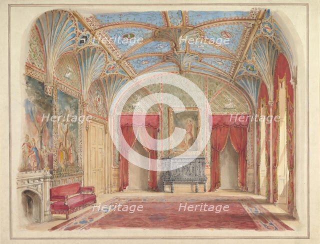Design for the Decoration of the Drawing Room at Eastnor Castle, Hertfordshire, ca. 1850. Creator: John Gregory Crace.