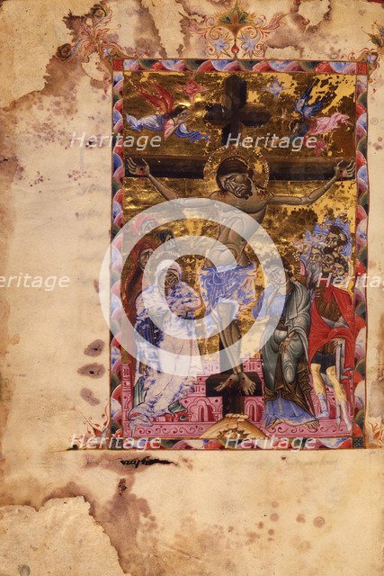 The Crucifixion (Manuscript illumination from the Matenadaran Gospel), 1287.