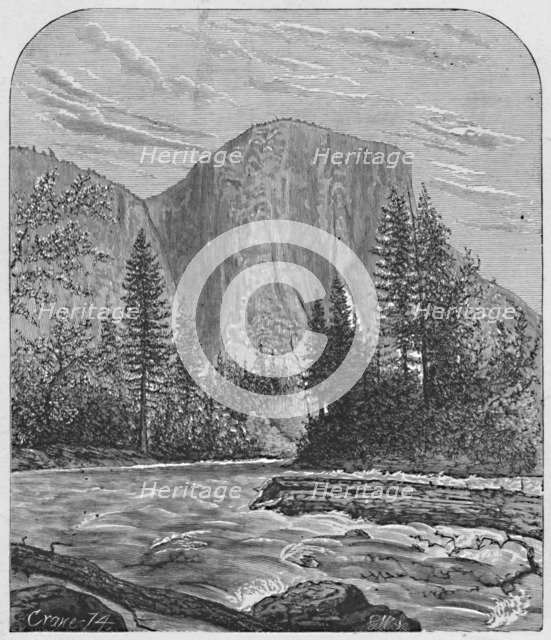 'El Capitan from Merced River', 1874, (1883). Artist: C Crane.