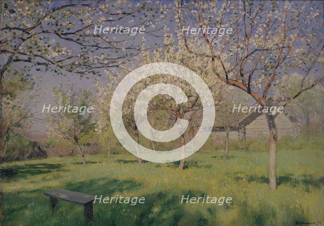 Apple trees blooming, c. 1895. Artist: Levitan, Isaak Ilyich (1860-1900)
