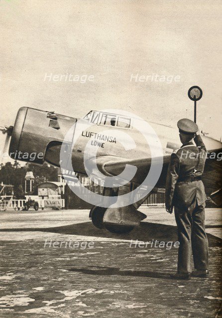 All clear for the start at Tempelhof Airport, Berlin, c1936 (c1937). Artist: Unknown.