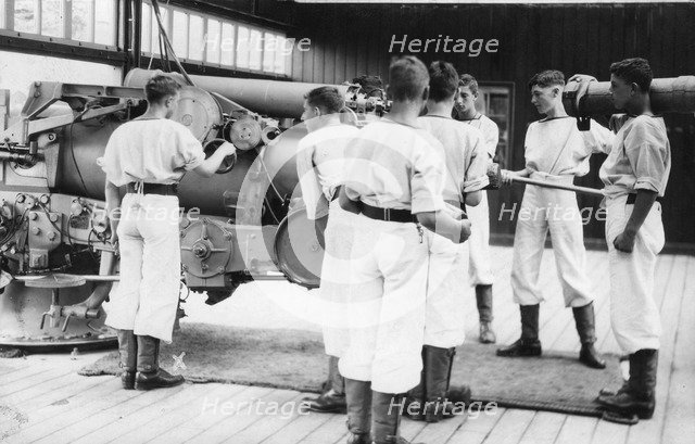 6-inch gun drill, Royal Navy training establishment, Shotley, Suffolk, 1936. Artist: Unknown