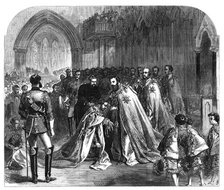 The Grand Master investing the Prince of Wales with the Order of St. Patrick...Dublin, 1868. Creator: Unknown.