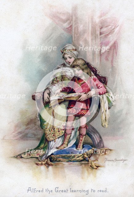 'Alfred the Great learning to read', 1897.Artist: Frances Brundage