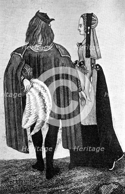 Male and female costume, late 15th-early 16th century, (1910). Artist: Unknown