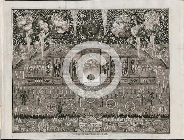 Fireworks for Charles VI on October 1, 1731 in Braunschweig, 1731.