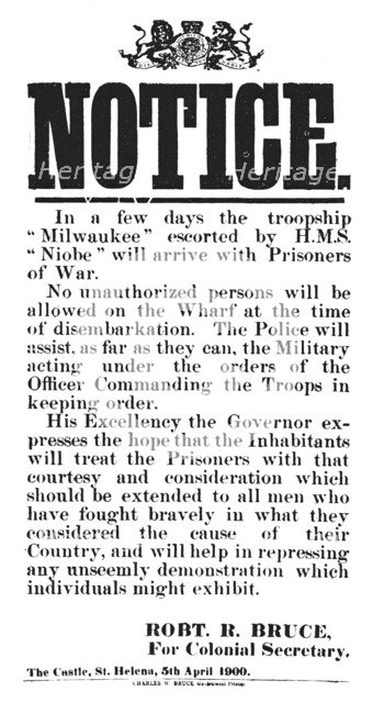 'Notice from Robert R. Bruce: For Colonial Secretary', 1900. Artist: Unknown.