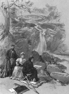 'Queen Victoria as an Artist: Her Majesty sketching the Falls of Garrawalt, Braemar', (1901). Creator: Unknown.
