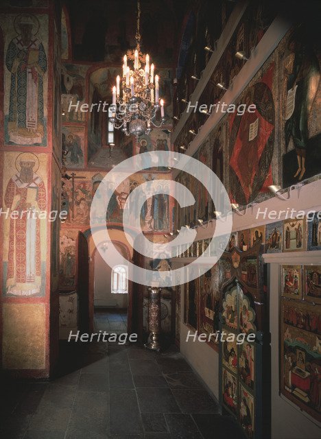 Interior with the iconostasis in the Saint Robe Church in the Moscow Kremlin, 1627. Artist: Old Russian Architecture  