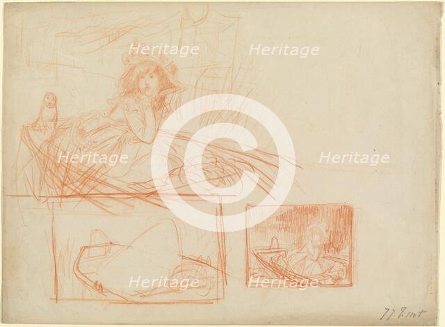 Pensive Girl Adrift in a Boat. Creator: James Tissot.