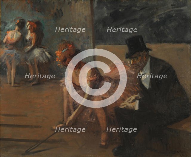 Danseuse et admirateur derrière la scène . Creator: Forain, Jean-Louis (1852-1931).