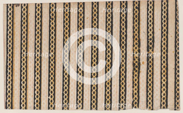 Sheet with stripes with guilloche pattern, 19th century. Creator: Anon.