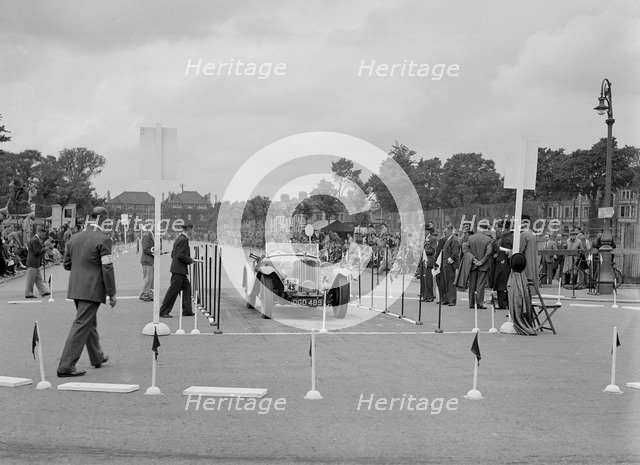 AC of LP Jaques competing in the South Wales Auto Club Welsh Rally, 1937 Artist: Bill Brunell.