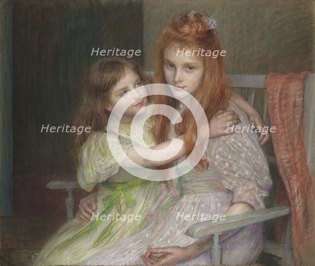 Two girls sitting on a bench. Artist: Breslau, Louise-Cathérine (1856-1927)
