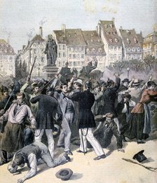 Rioting in Place Kléber, Strasbourg, 1893. Artist: Unknown