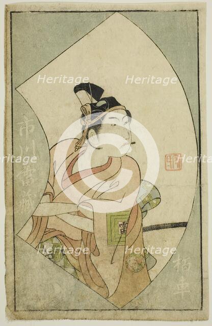 The Actor Ichikawa Raizo II, from "A Picture Book of Stage Fans (Ehon butai ogi)", 1770. Creator: Ippitsusai Buncho.