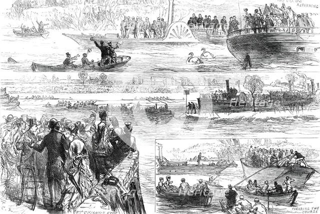 Sketches at the Oxford and Cambridge Boat-Race, 1876. Creator: C.R..