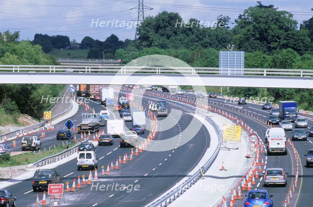 Contraflow system on M27 motorway. Artist: Unknown.