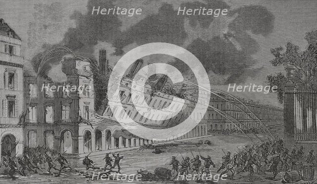 Paris Commune: Collapse of the Ministry of Finance building, Rue de Rivoli (Rivoli Street)...1871.  Creator: Tomás Carlos Capuz.
