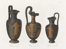 Three wine vases of the same shape (oinochoe?), 1813 [-1824].  Creator: Unknown.