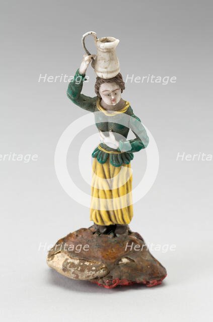 Woman with Jug on Head, France, 19th century. Creator: Verres de Nevers.