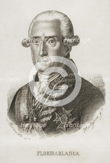Jose Moñino y Redondo, 1st Count of Floridablanca (1728-1808), Spanish statesman, 1851. Creator: Pedro Hortigosa.
