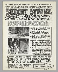 Flyer advertising student strike against the Vietnam War, 1968. Creator: Unknown.