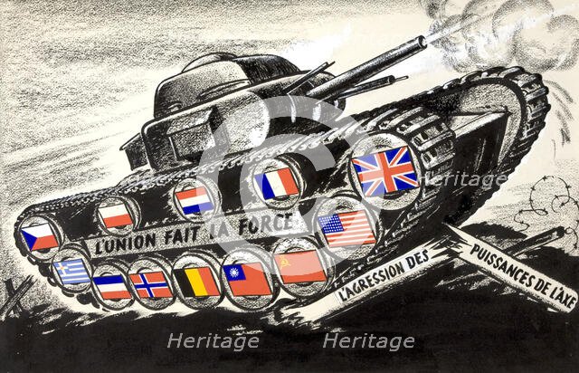 Union gives strength [against] Axis aggression', World War II poster, 1940. Creator: Central Office of Information.