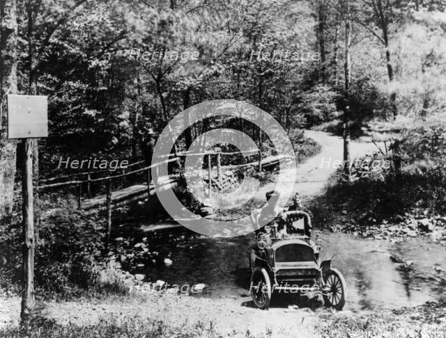 1905 Franklin car fording a river, (1905?). Artist: Unknown