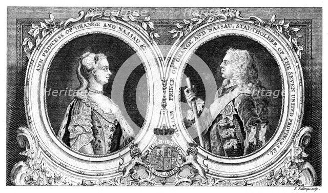 Ann, Princess of Orange and Nassau and William, Prince of Orange and Nassau, 18th century.Artist: J Jeffreys