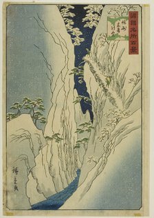Snow on the Kiso Gorge, Shinshu Province (Shinshu Kiso no yuki) from the series "One Hundr..., 1859. Creator: Utagawa Hiroshige II.
