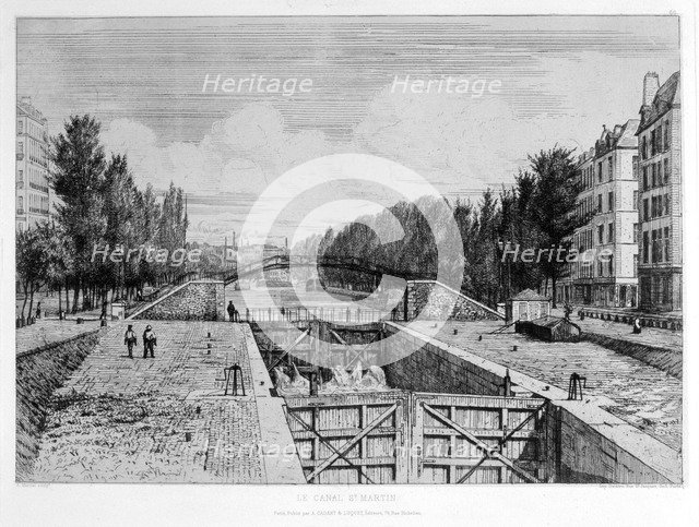 The St Martin canal, Paris, 19th century. Artist: A Martial