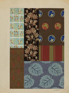Materials from Quilt, c. 1936. Creator: Edward White.