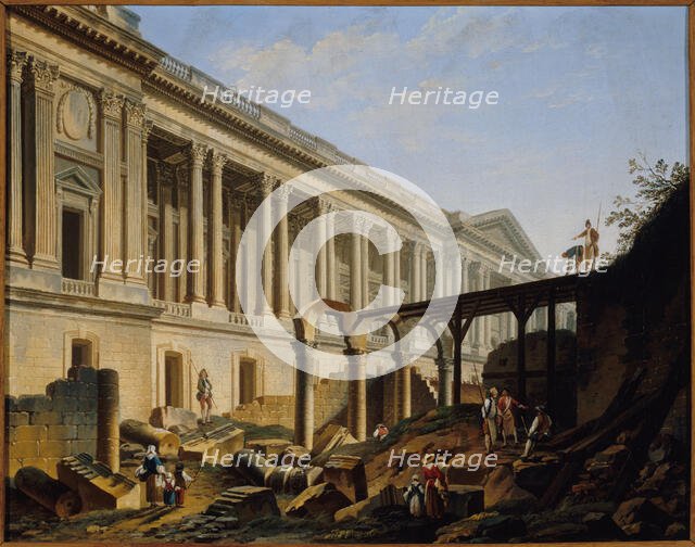 Clearing the colonnade of the Louvre, 1764. Creator: Unknown.