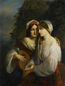 Two women in Italian costume, 1851.  Creator: Moritz Calisch.