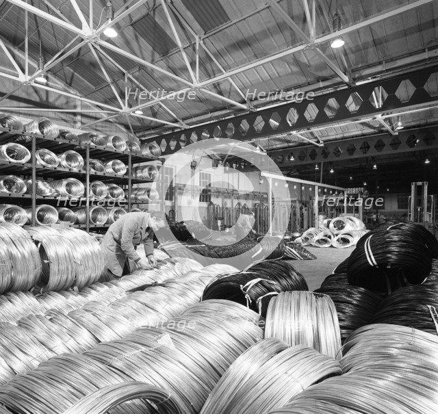 Coils of steel wire, Tinsley Wire Co, Sheffield, South Yorkshire, 1972. Artist: Michael Walters