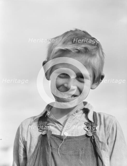 Son of cotton picker living in squatters' camp near Farmersville, California, 1936. Creator: Dorothea Lange.