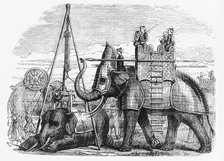 'Elephant Equipped for Battle, with Armou, Howdah, Etc.', c1891. Creator: James Grant.