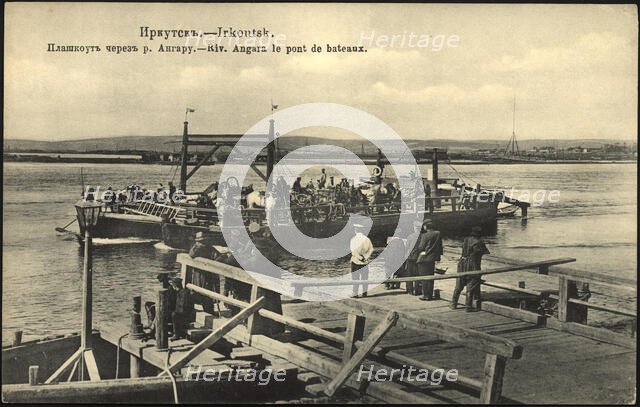 Irkutsk A pontoon across the Angara River, 1904-1914. Creator: Unknown.